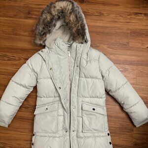 Bella Birdie white winter jacket, size M (10-12)